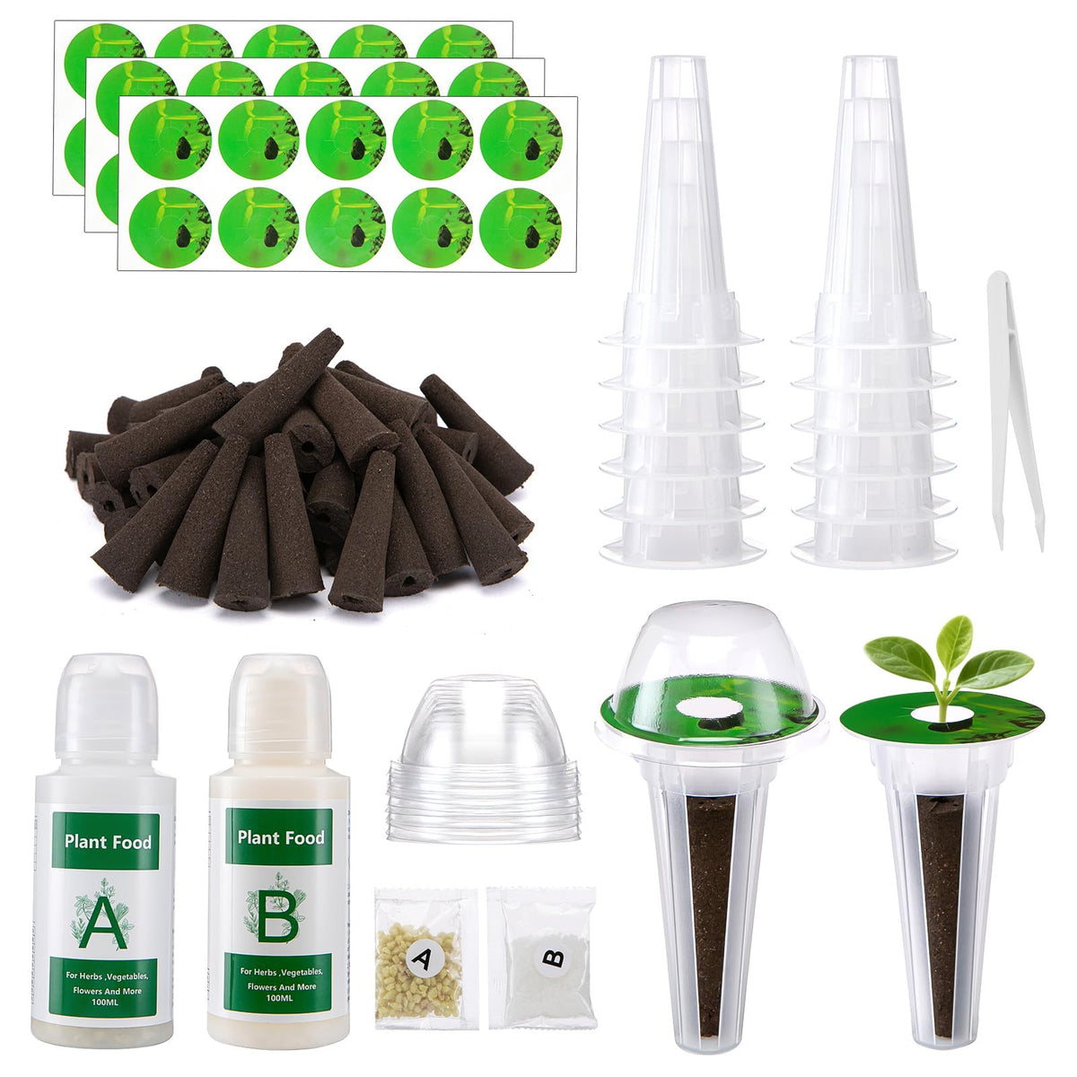 PlantaPulse 129Pcs kit, inside view, enables easy indoor hydroponics.