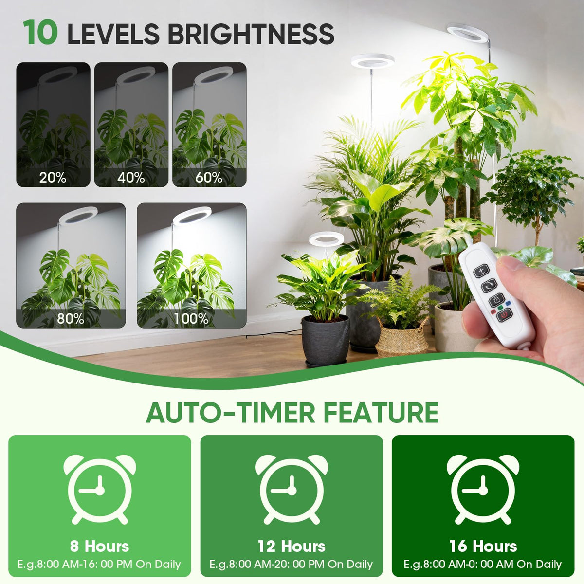 PlantaPulse energy-efficient LEDs save power while brightening your indoor garden.