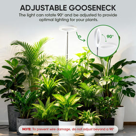 PlantaPulse gooseneck rotates 360 degrees for precise light positioning.