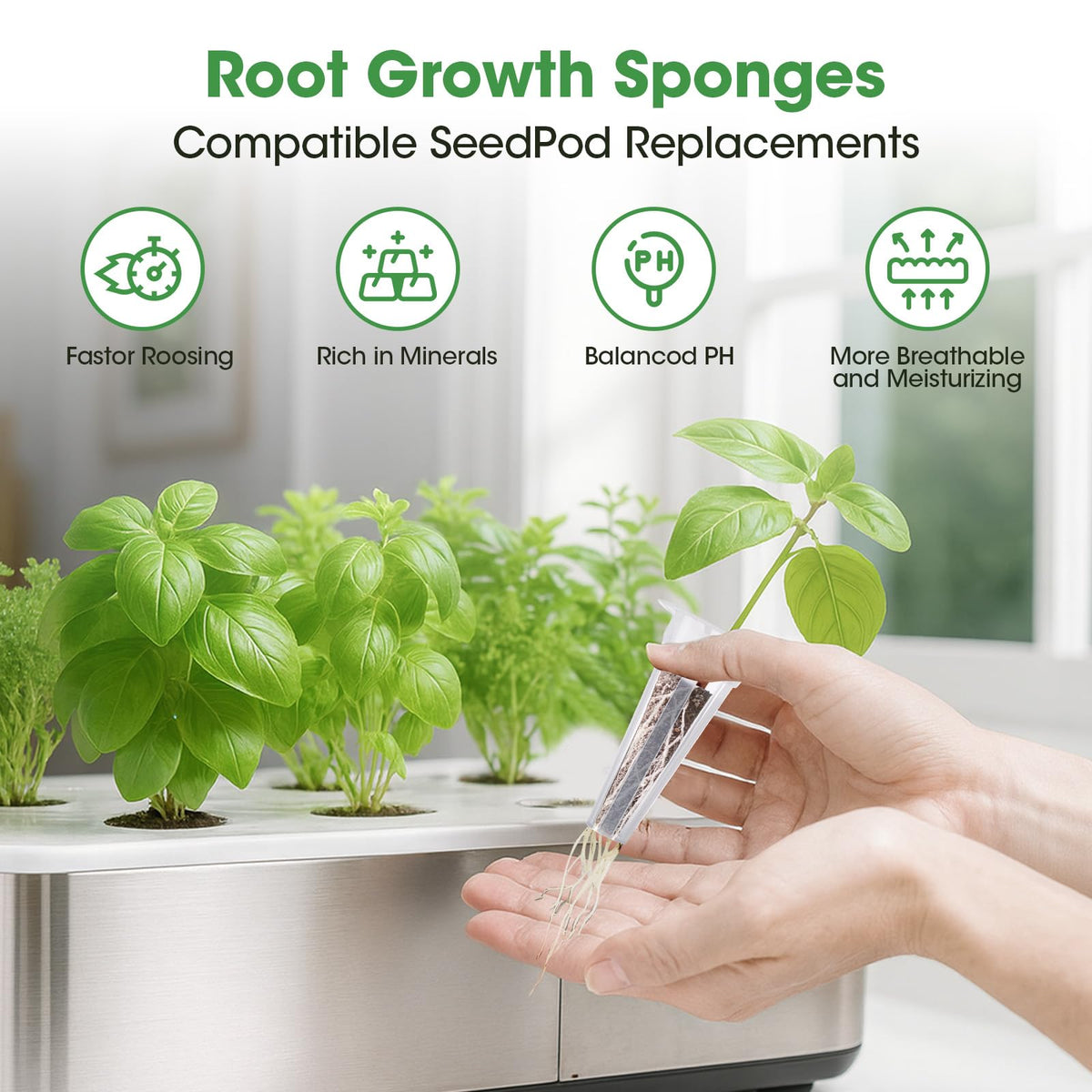 PlantaPulse hydroponic sponges, 50-pack, support healthy root growth.