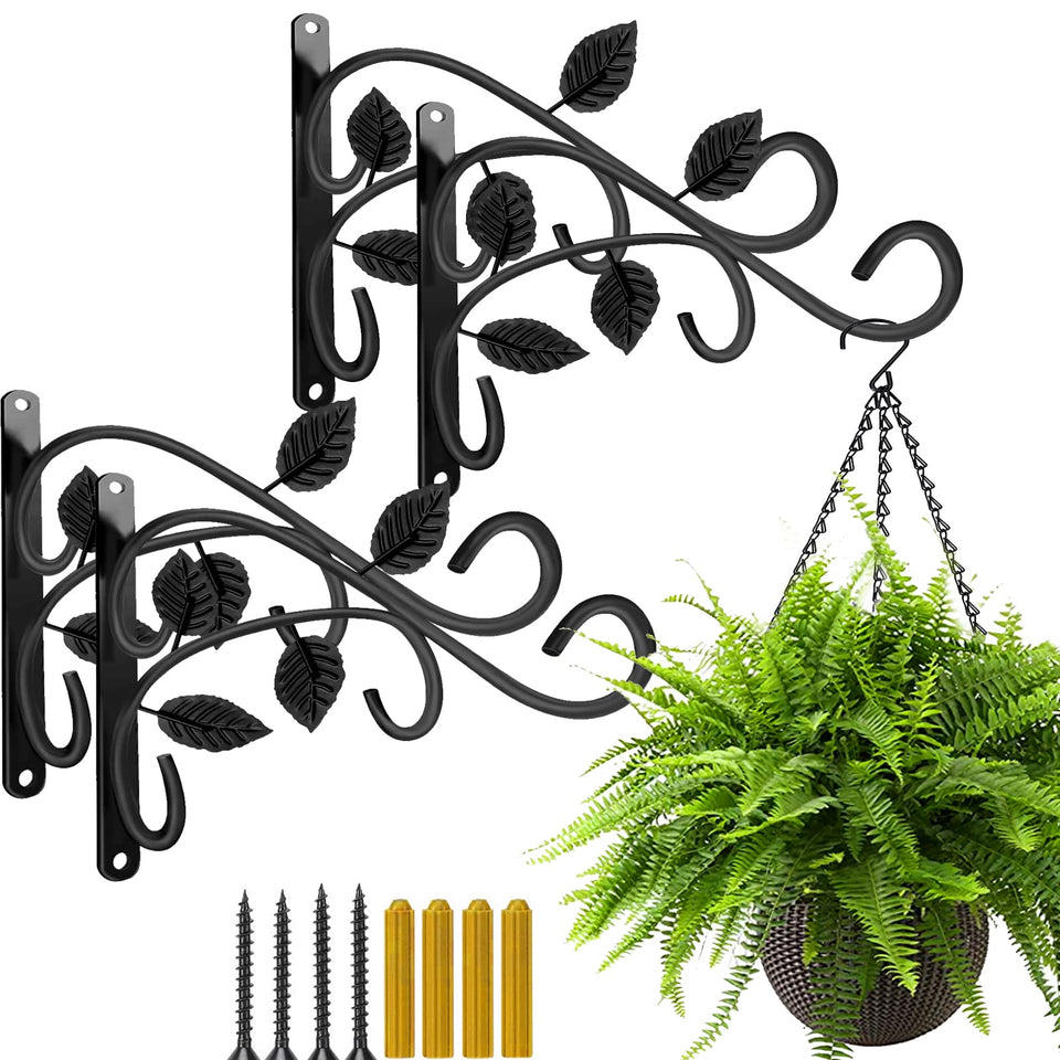 Plant Castle 4-pack metal hanging hooks support plants and decor outdoors