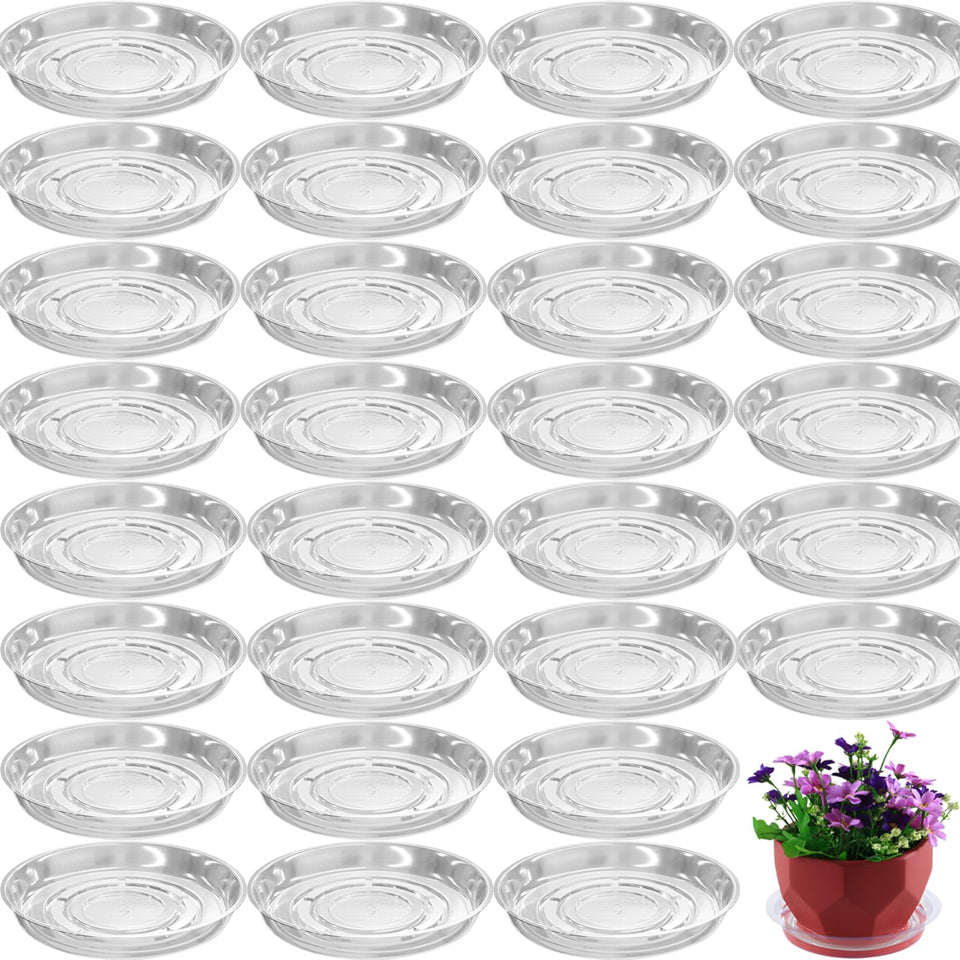 Planterhoma clear 4-inch plant saucer catching excess water indoors