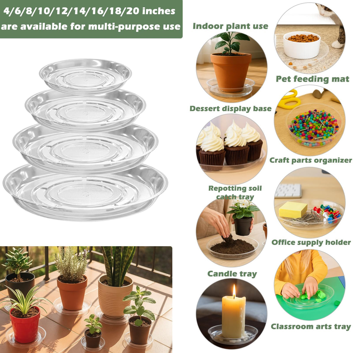 Planterhoma indoor-outdoor saucer protects floors and surfaces around pots.