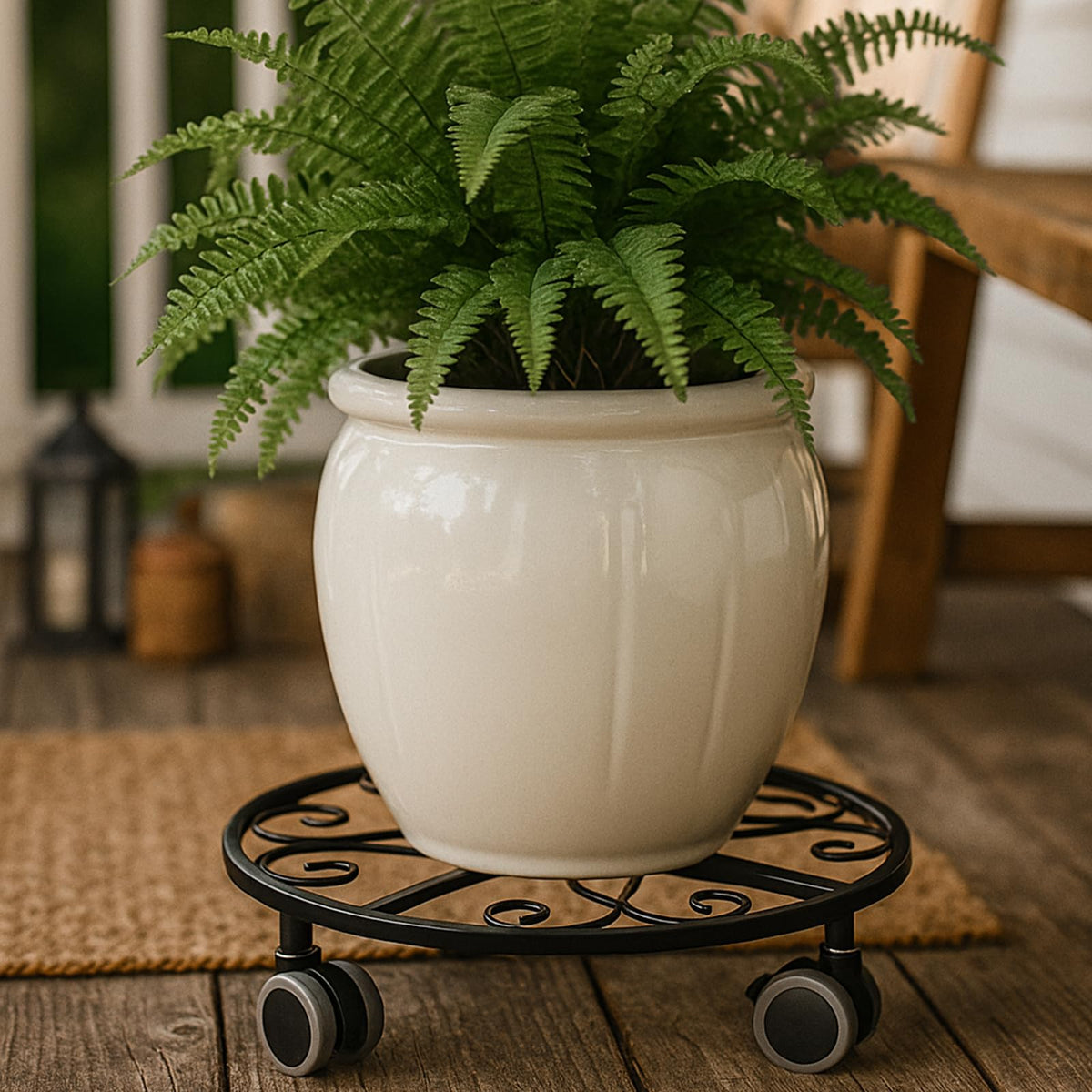 Planterhoma outdoor-ready plant stand on garden path showing weather resistance