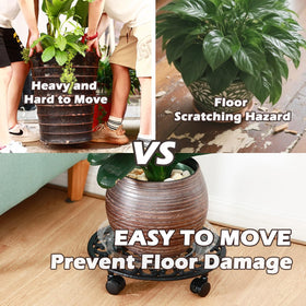 Planterhoma plant dolly with locking wheels makes indoor pot movement easy and secure.