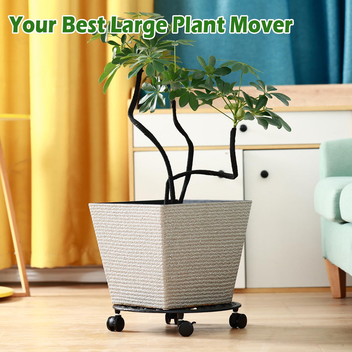 Planterhoma four-wheel caddy prevents spills with integrated tray for gardening spaces.