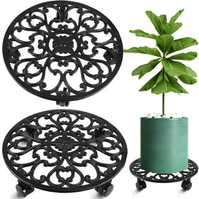 Planterhoma rolling plant stand 14in with four wheels provides stable support for heavy pots.
