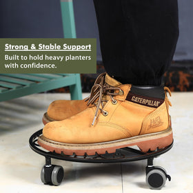 Planterhoma rolling plant stand wheels close-up shows smooth motion