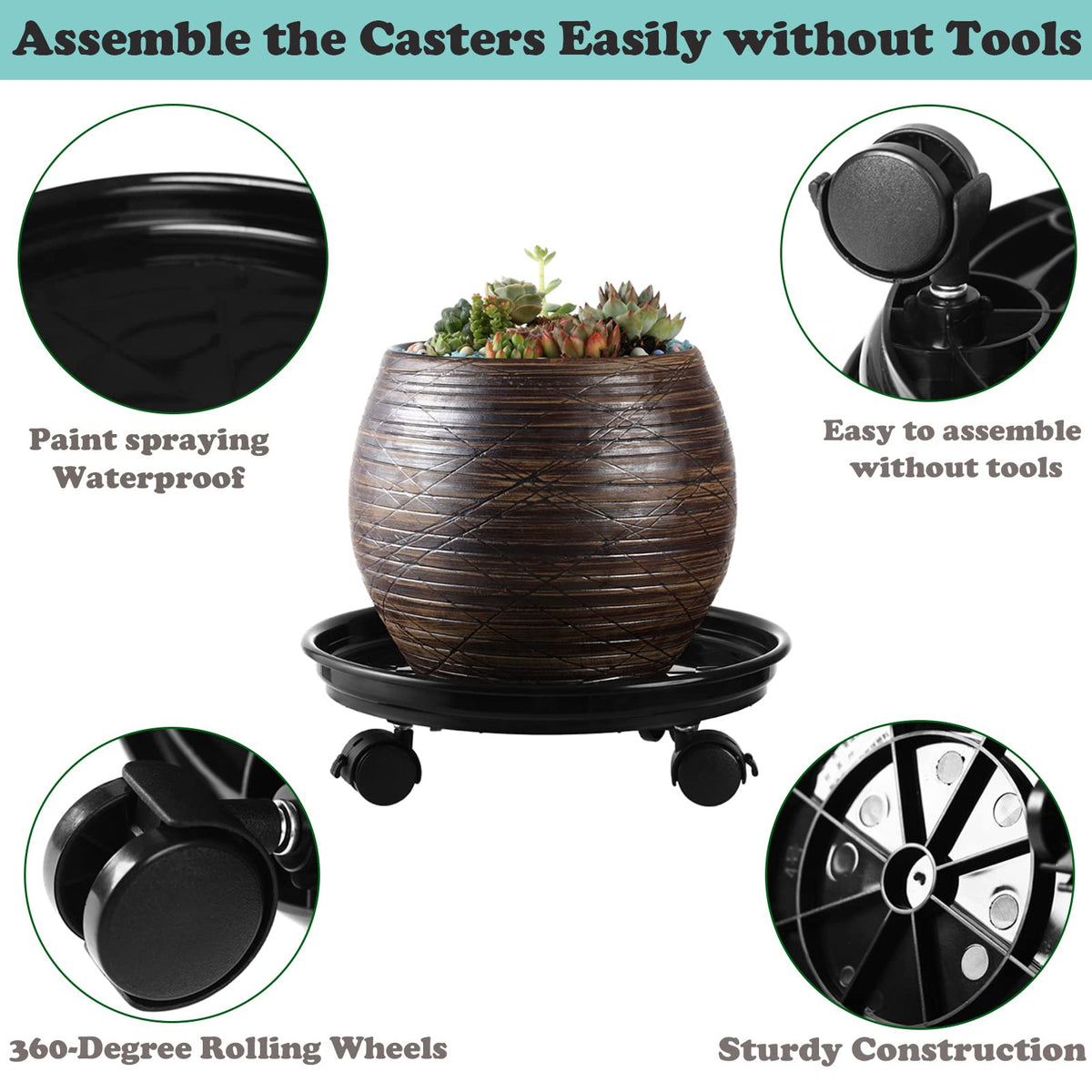 Planterhoma wheeled plant dolly moves heavy pots smoothly