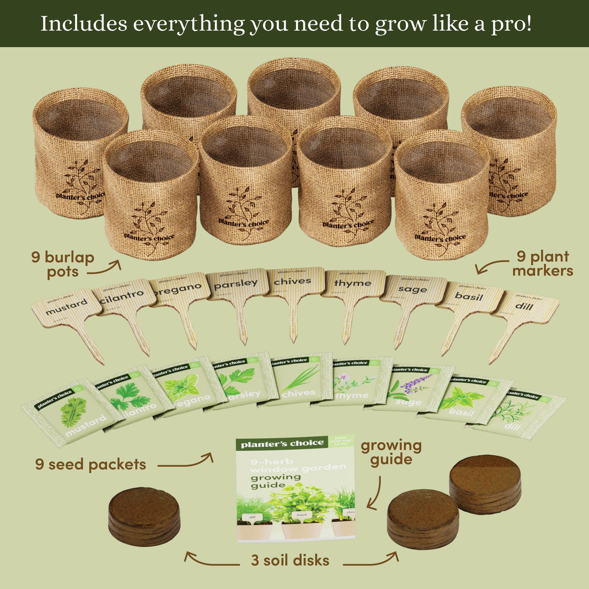 Planters' Choice 9 Herb Kit soil discs expanding for lush growth.