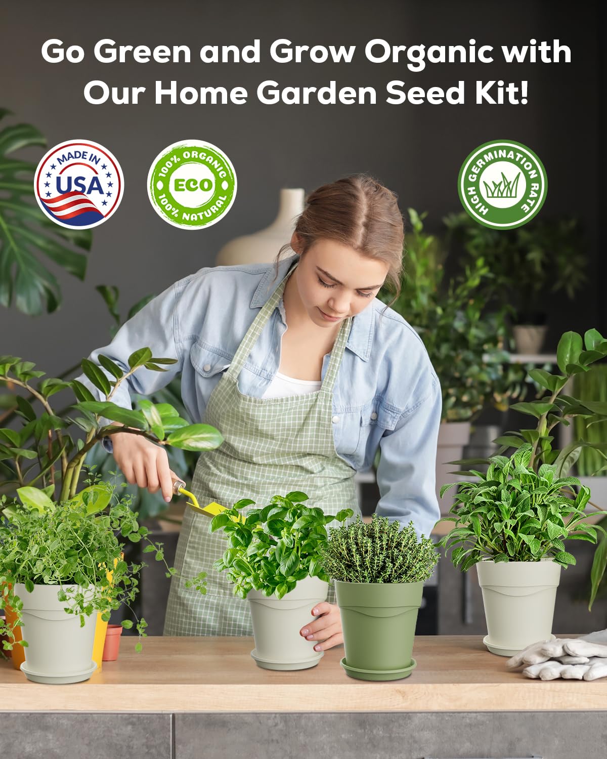 PLANTMEW 8 Herb Kit planter tray for neat, compact windowsill gardening.