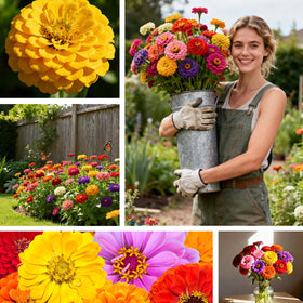 PLANTMEW border-display zinnias add color along paths and fences