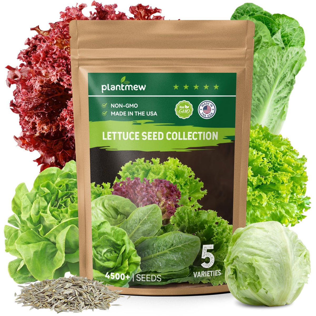 PLANTMEW heirloom lettuce seeds collection pack for home garden beginners