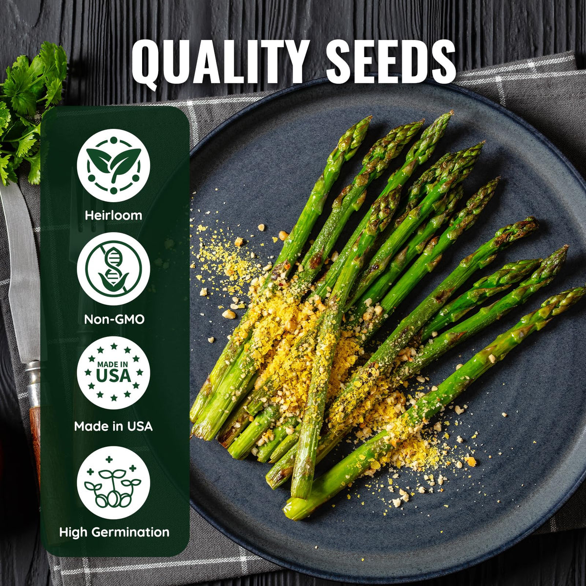 PLANTMEW Mary Washington asparagus spears at harvest show thick, tender growth.