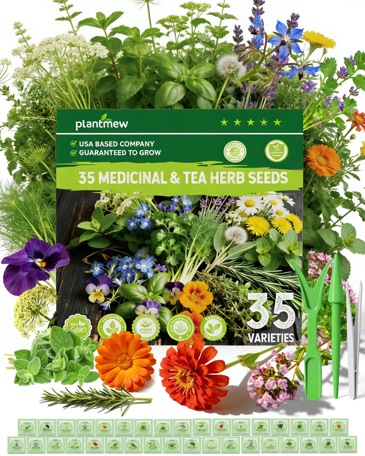 PLANTMEW medicinal tea herbs seeds pack for home gardening and fresh blends