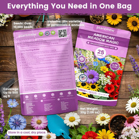 PLANTMEW seed coverage for about 100 sq ft of meadow.