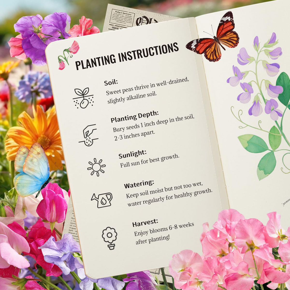 PlantMEW Sweet Pea container-balcony image ideal for small spaces.