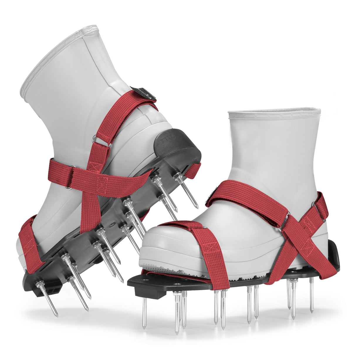 Plantnomics lawn aerator shoes with hook-and-loop straps for secure wear during aeration
