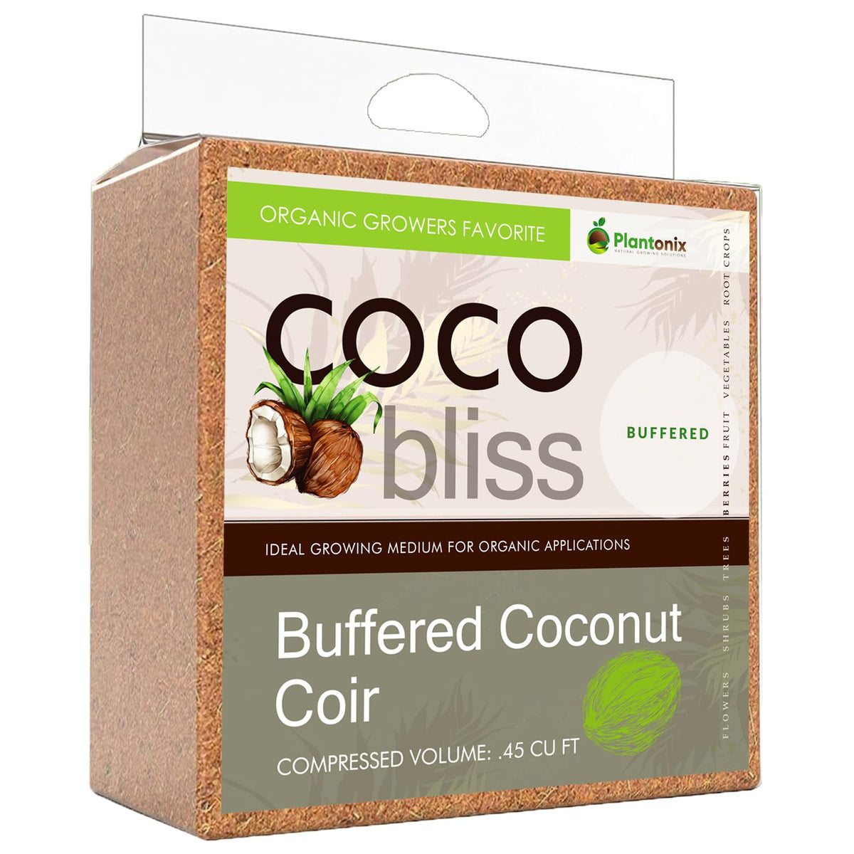 Plantonix Buffered Coco Bliss block before hydration, ready for clean expansion.