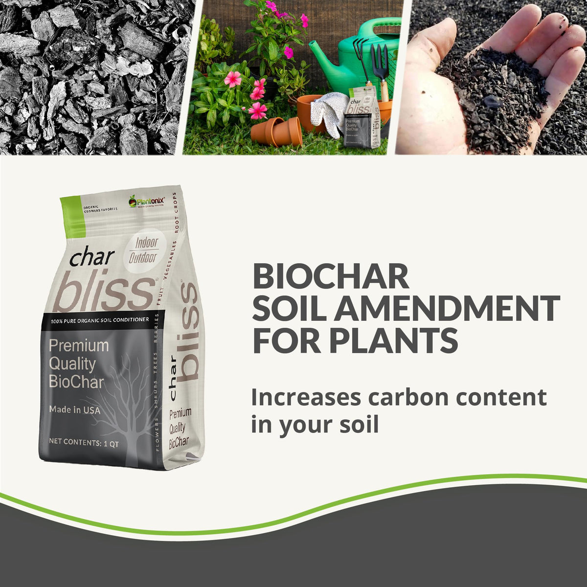 plantonix Char Bliss bulk packaging for easy soil amendment