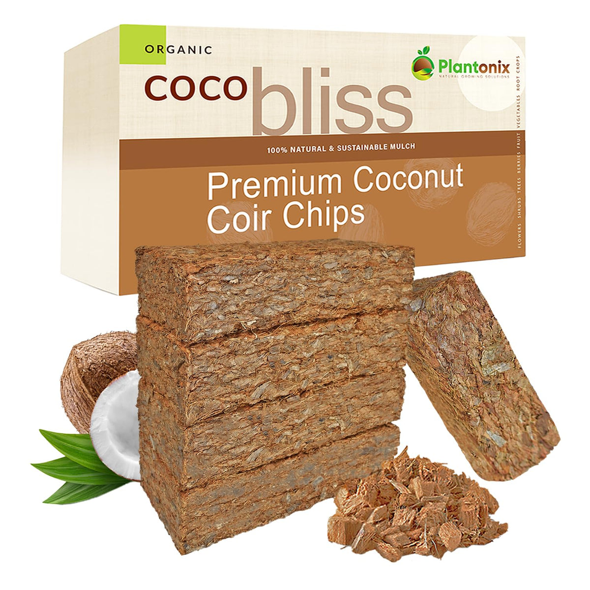 Plantonix Coco Chips brick pack demonstrates sustainable soil amendment