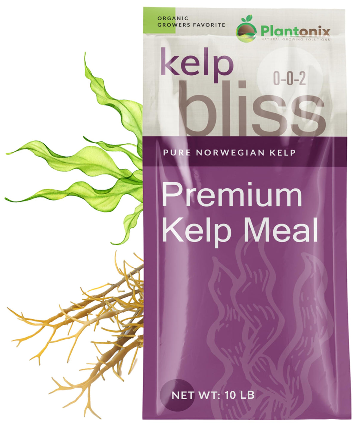 Plantonix Kelp Bliss 10lb bag for organic soil improvement.