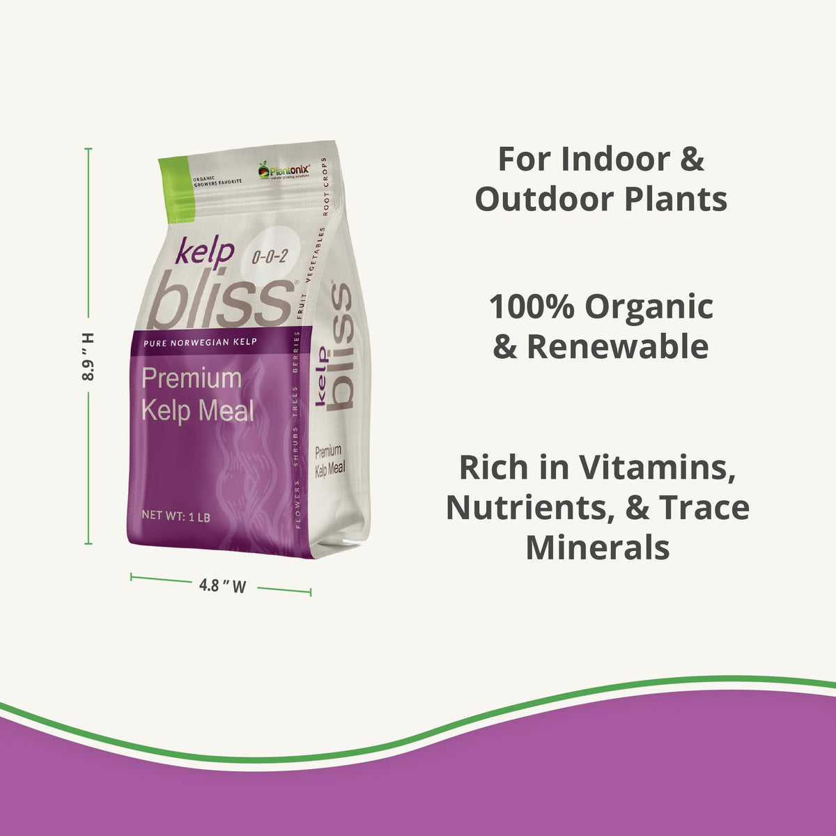 Plantonix Kelp Bliss sprinkling onto soil demonstrates effortless garden application and even coverage.