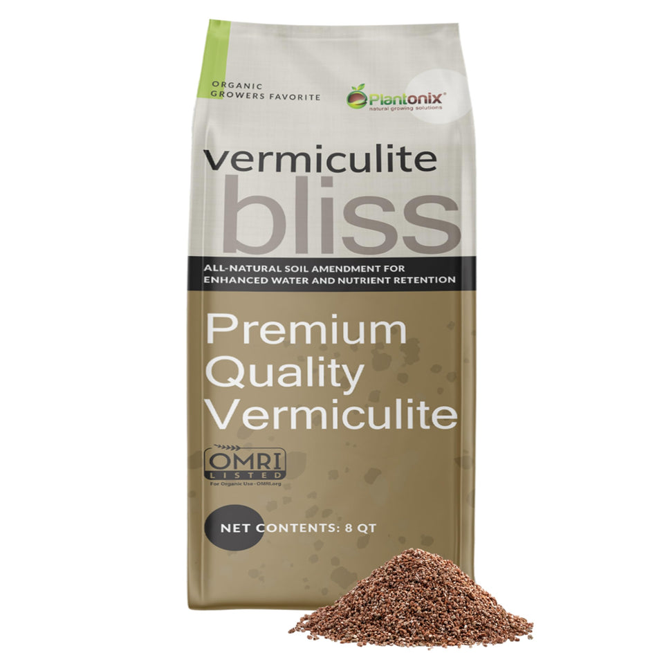 Plantonix Vermiculite Bliss bag front showing coarse texture for soil conditioning