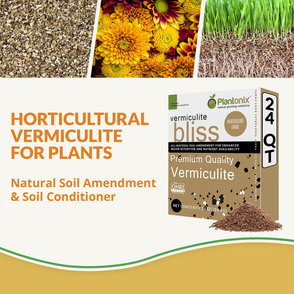 plantonix vermiculite bliss coarse-grains ready to improve soil aeration