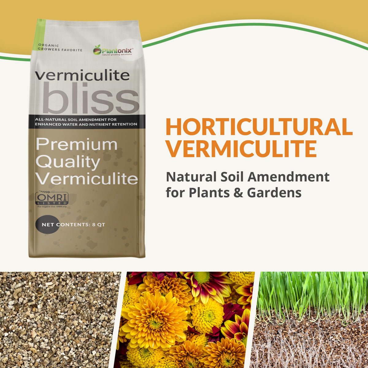 Close-up of Plantonix Vermiculite Bliss granular texture for seed starting blends