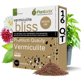 Plantonix Vermiculite Bliss 16qt bag front view for soil amendment and garden readiness