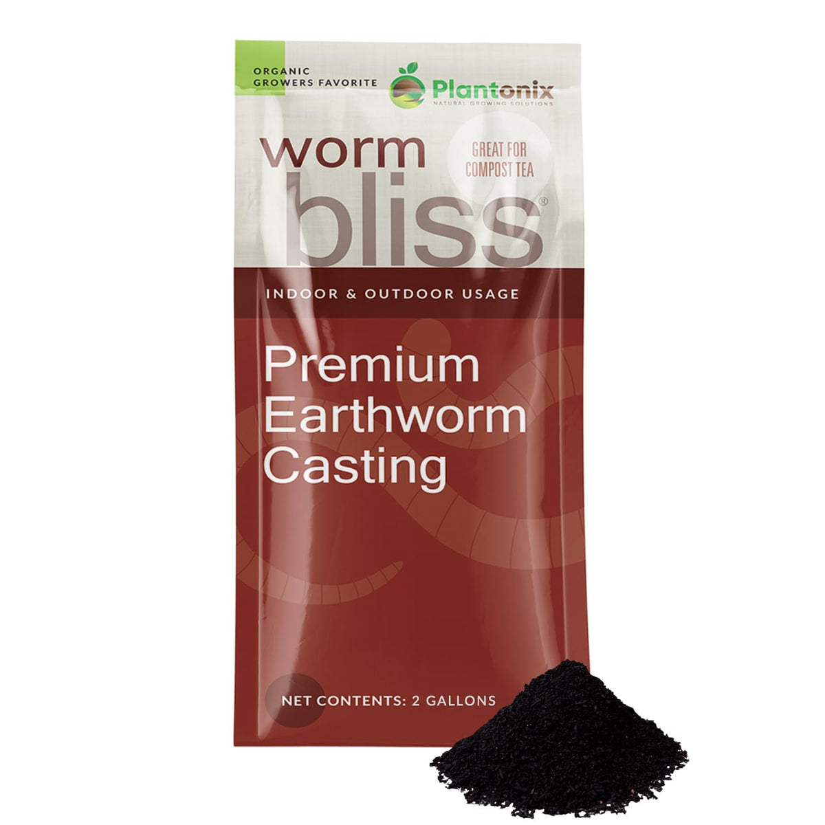 Plantonix Worm Bliss 2-Gallon bag enriches soil with organic nutrients