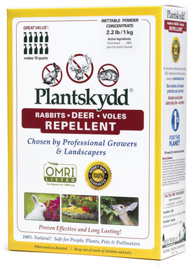 Plantskydd box packaging shows 2.2 lb concentrate for garden protection.