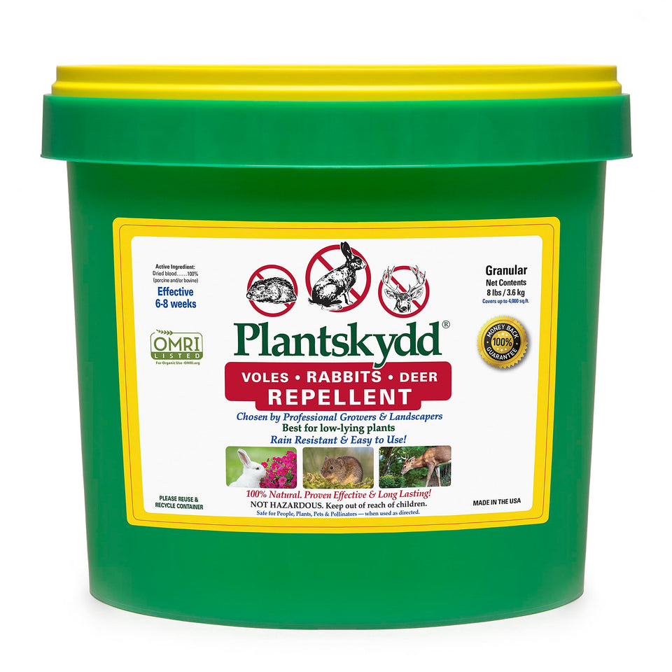 Plantskydd deer-rabbit-repellent-pail protecting gardens from herbivores.