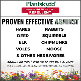 Plantskydd active-growing-season-application supports seasonal plant protection.