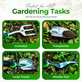 PlantSpawn soft anti-slip grip handles on garden tools.