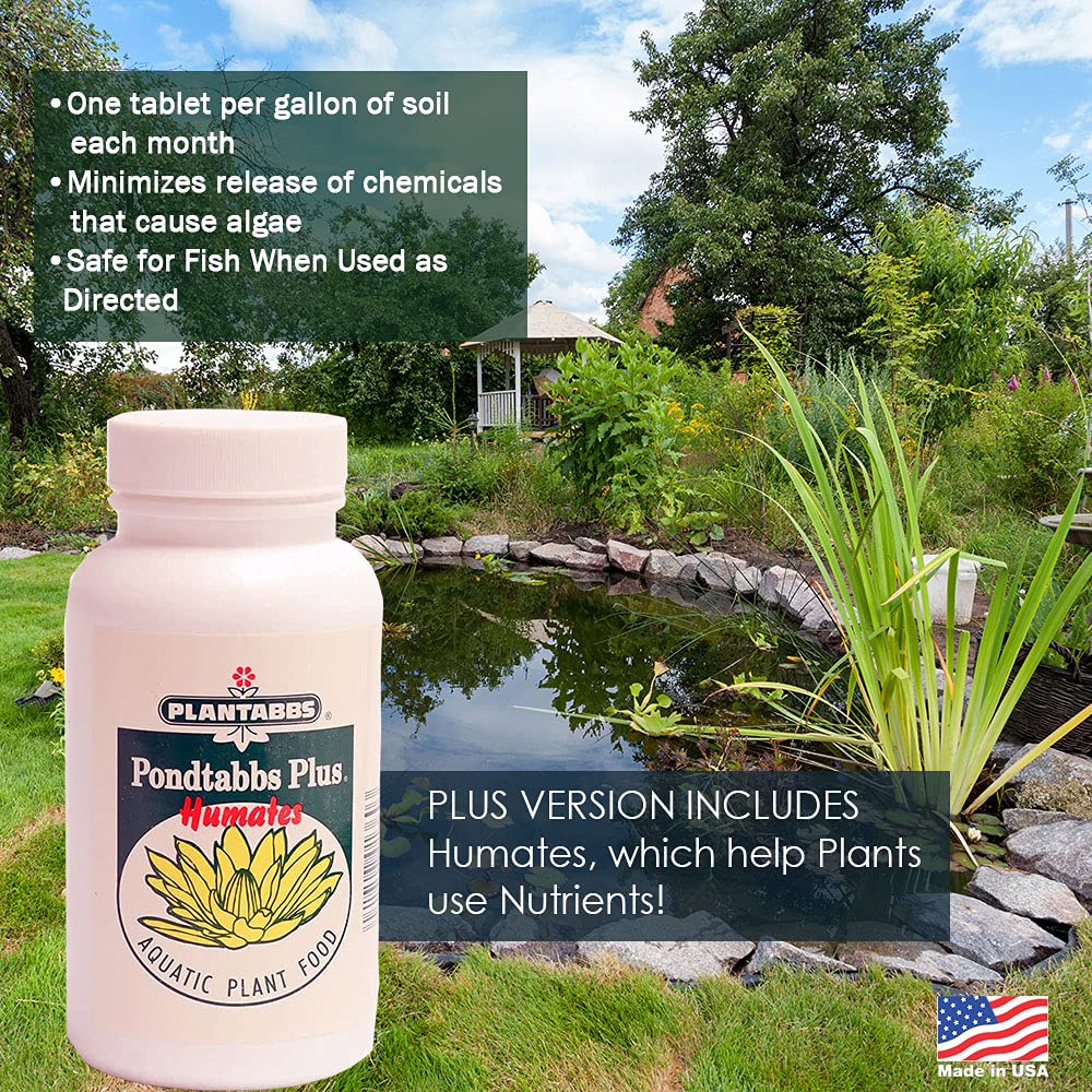 Planttabbs PondTabbs Plus label showing 4.25 g tablets and nutrients.