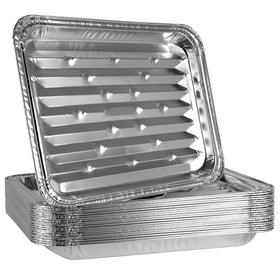 Plasticpro aluminum grill pans with ribbed bottom add grill texture and catch drips