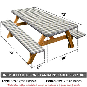 Play Tailor bench cover in gray and white keeps benches clean during camping.