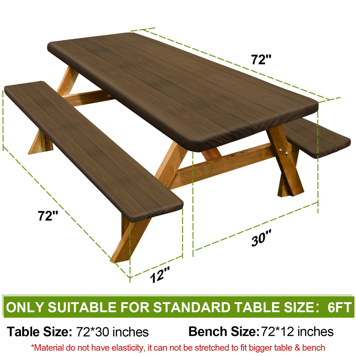 Play Tailor bench cover on 72x12 bench provides windproof, secure fit.