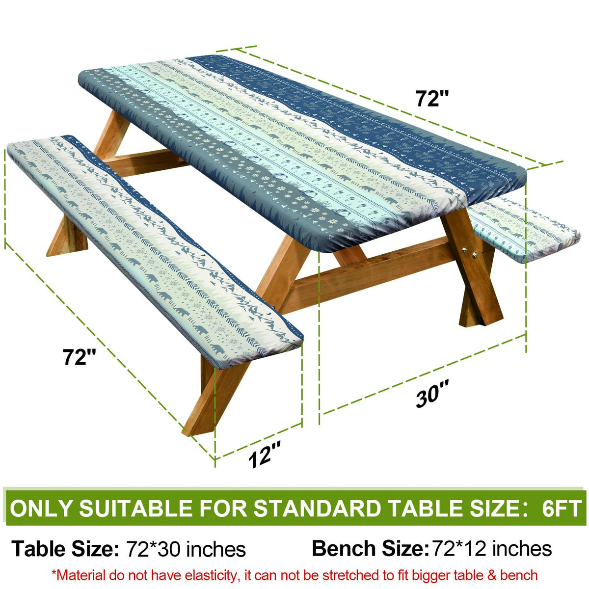 Play Tailor bench cover with fitted elastic edge stays secure on benches