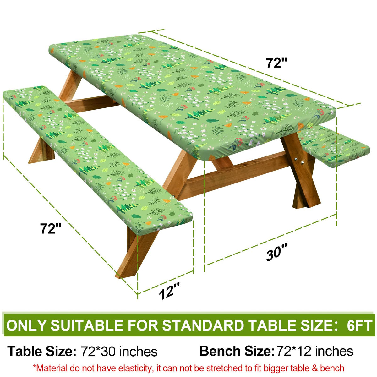Play Tailor bench cover grass green 72in 12in shields benches from dirt and wear.