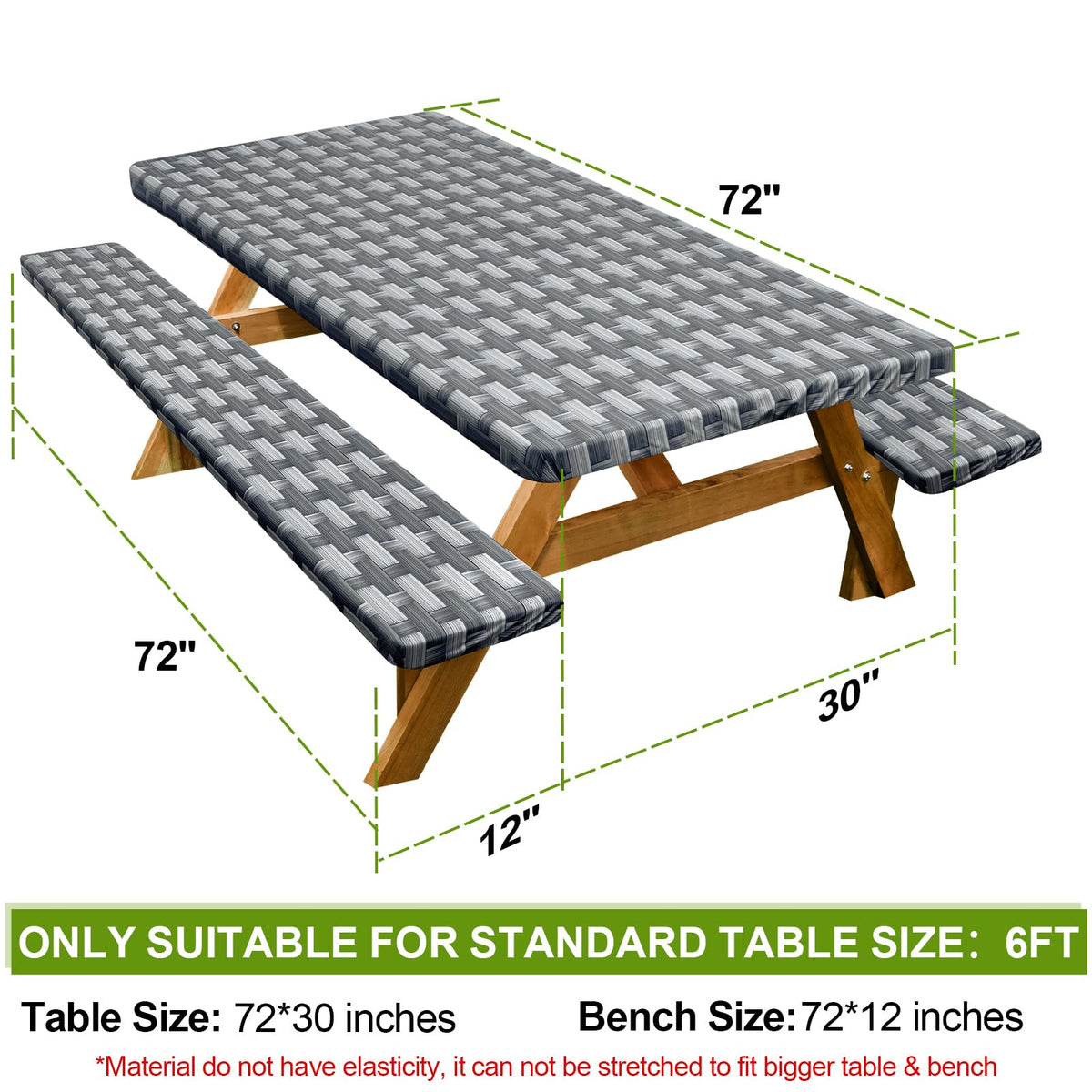 Play Tailor bench covers with windproof elastic edges for stable seating.