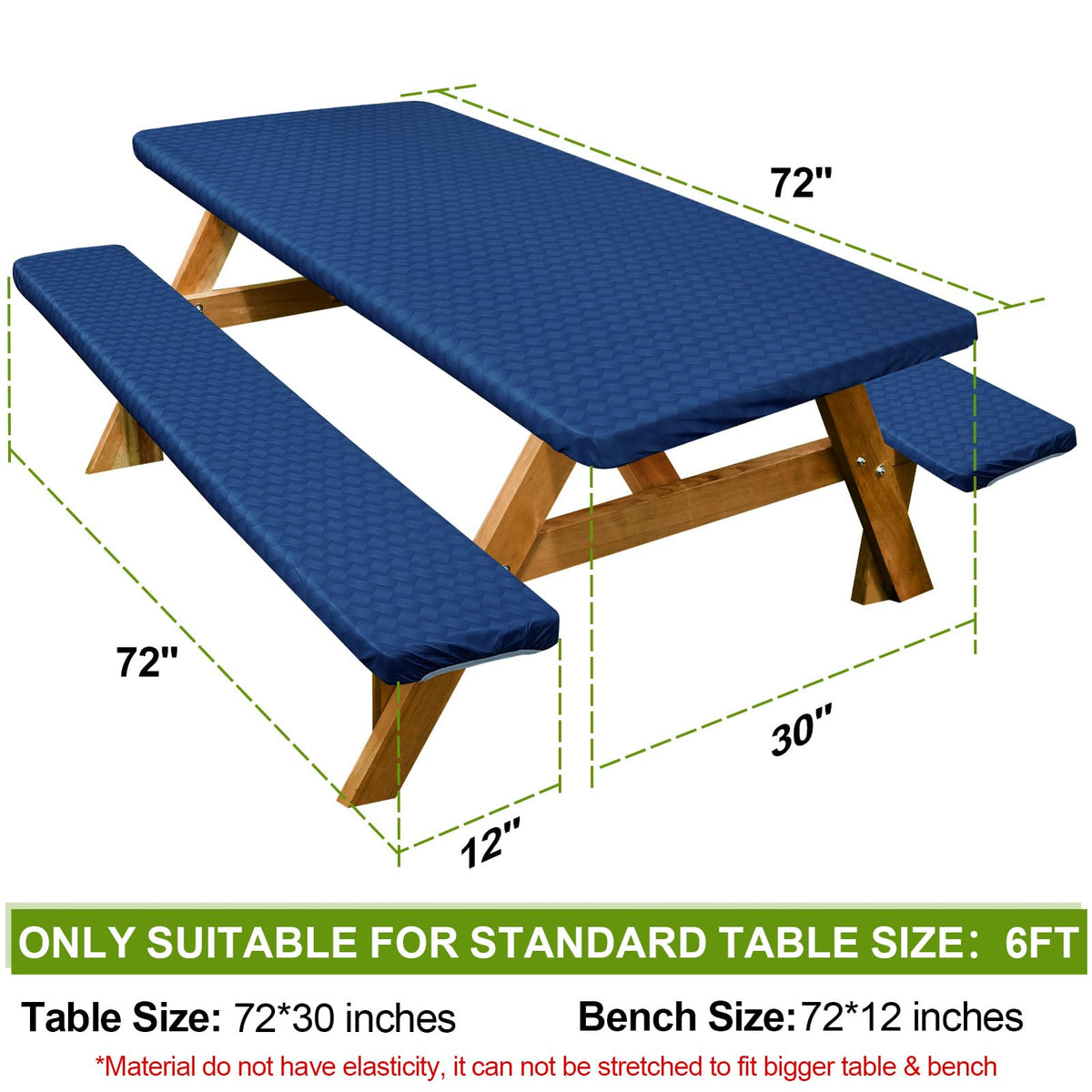 Play Tailor bench covers fitted to 72x12 benches for a cohesive setup