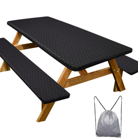 Play Tailor picnic table cover 72in fits standard tables for outdoor meals.