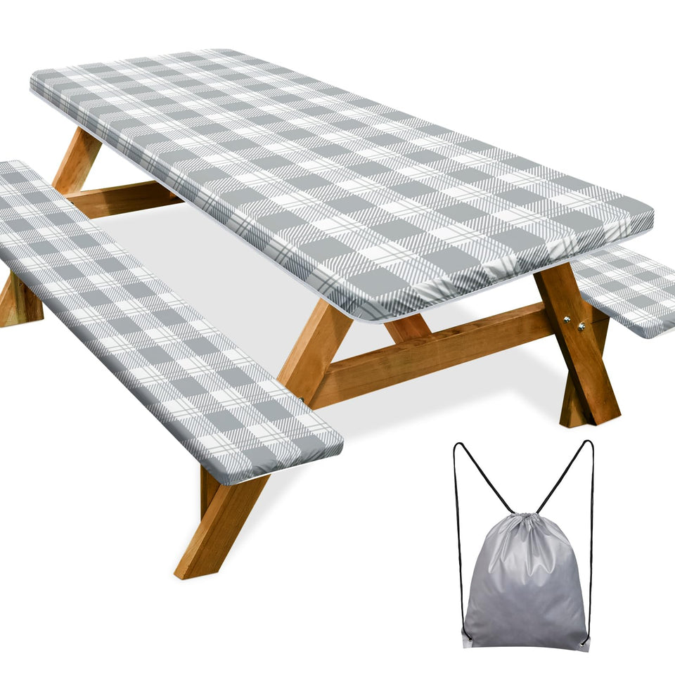 Play Tailor picnic table cover on a 72x30 rectangle table, waterproof and spill-resistant