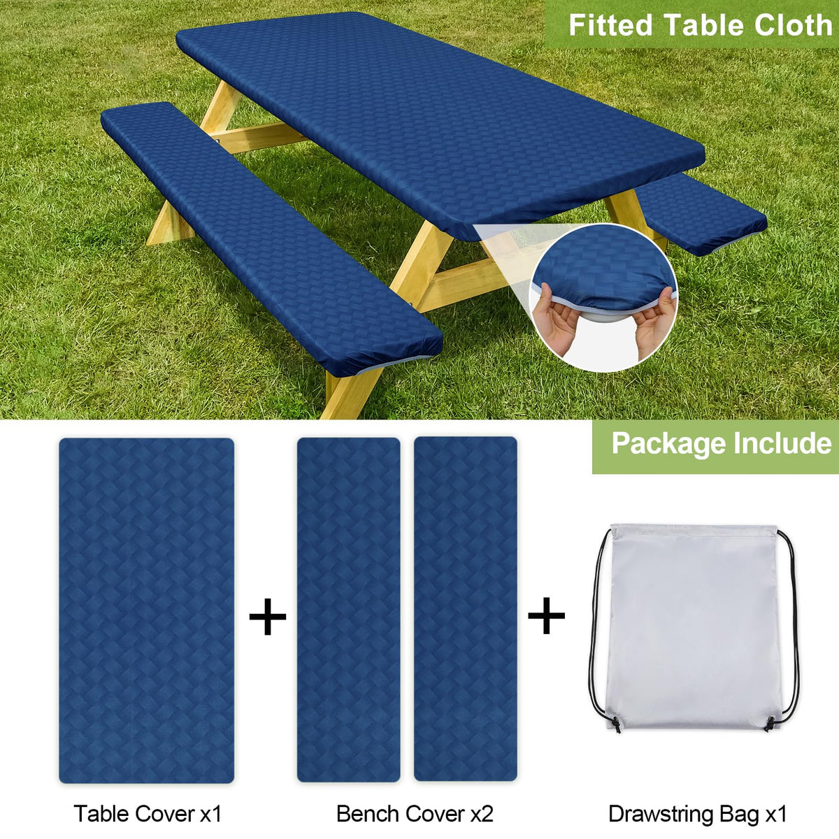 Play Tailor half-elastic edges keep table and bench covers in place
