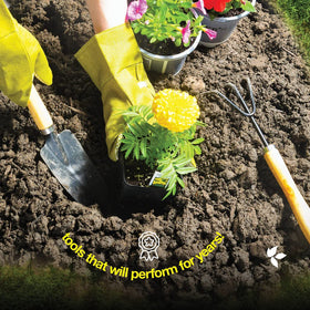 Play22 hand fork tool with ergonomic grip for comfortable soil loosening.