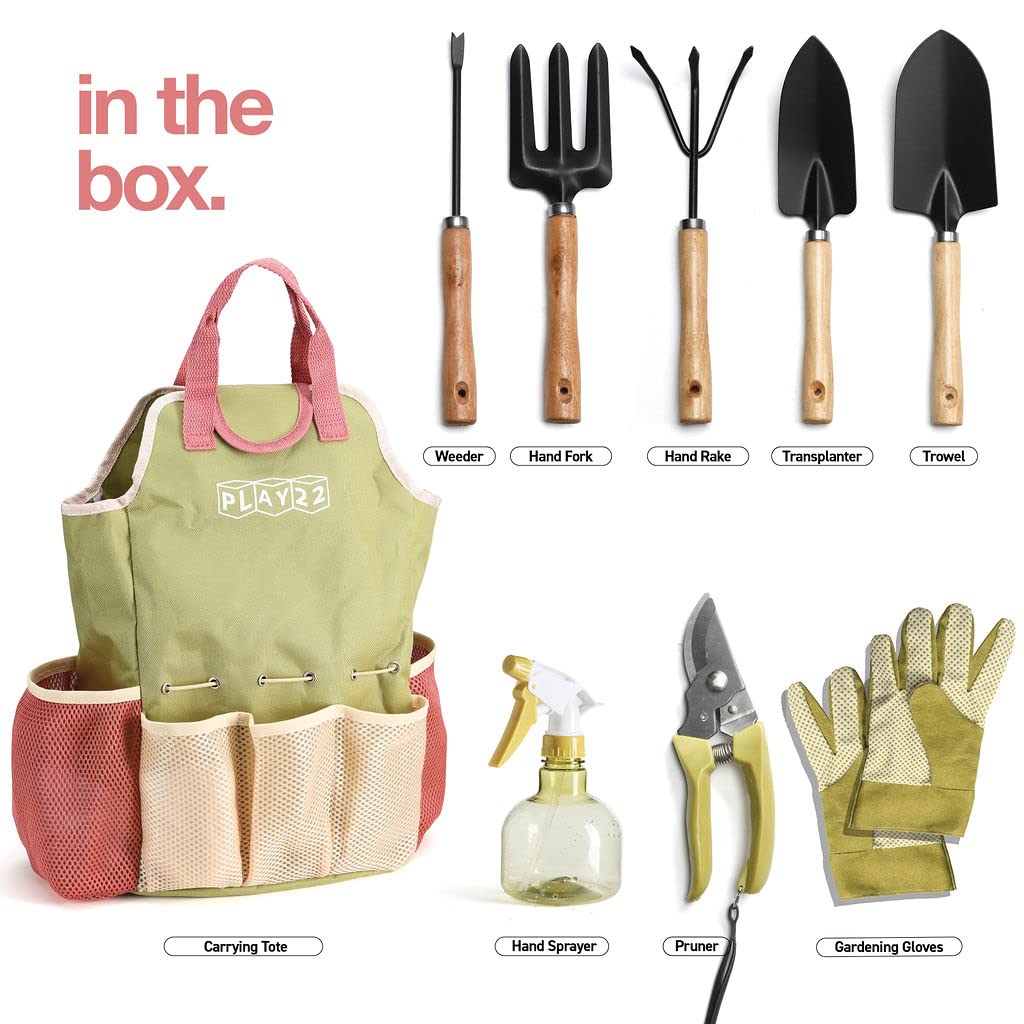 Play22 hand rake tool, ideal for gathering debris without harming plants.