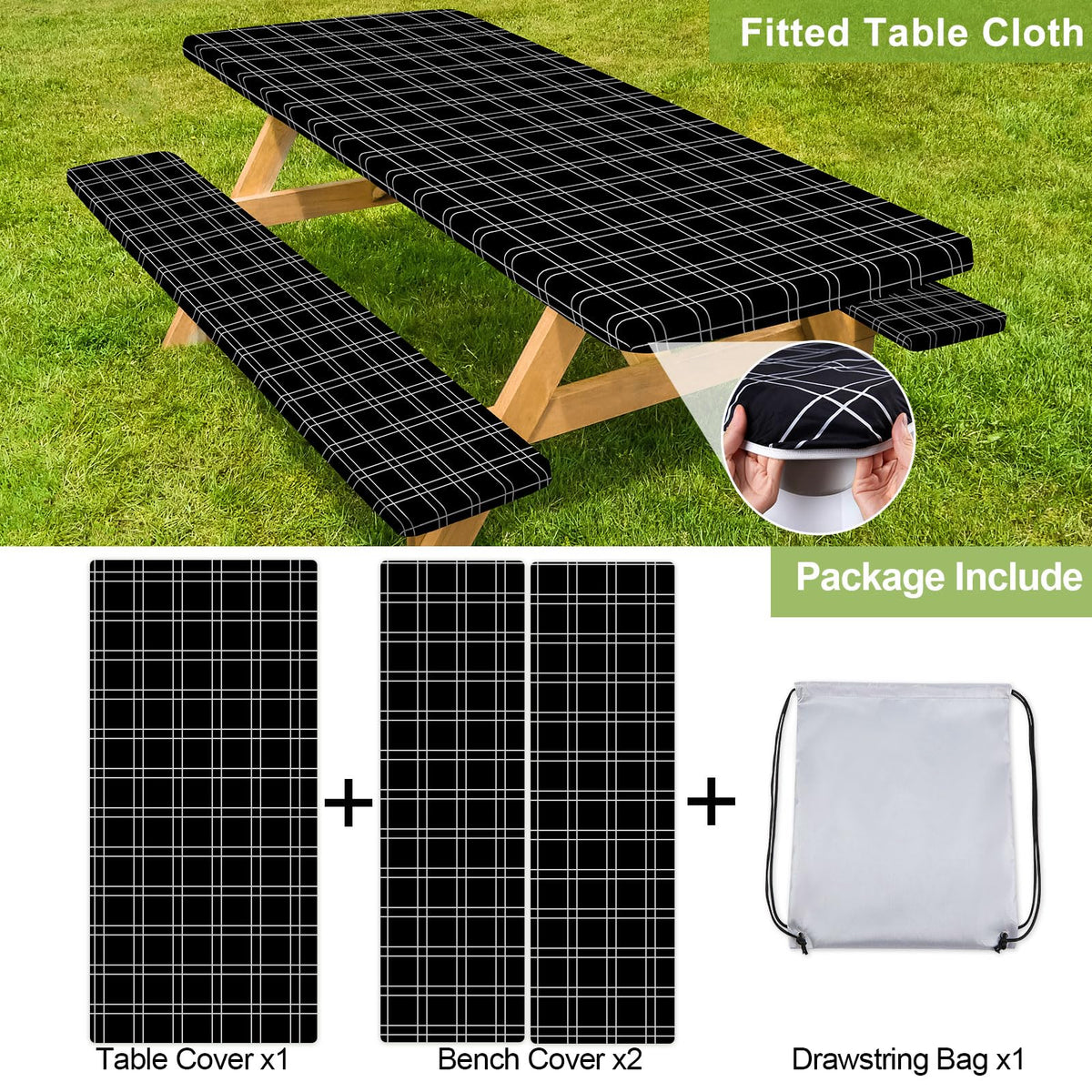 Play Tailor drawstring bag for camping stores the full table set compactly